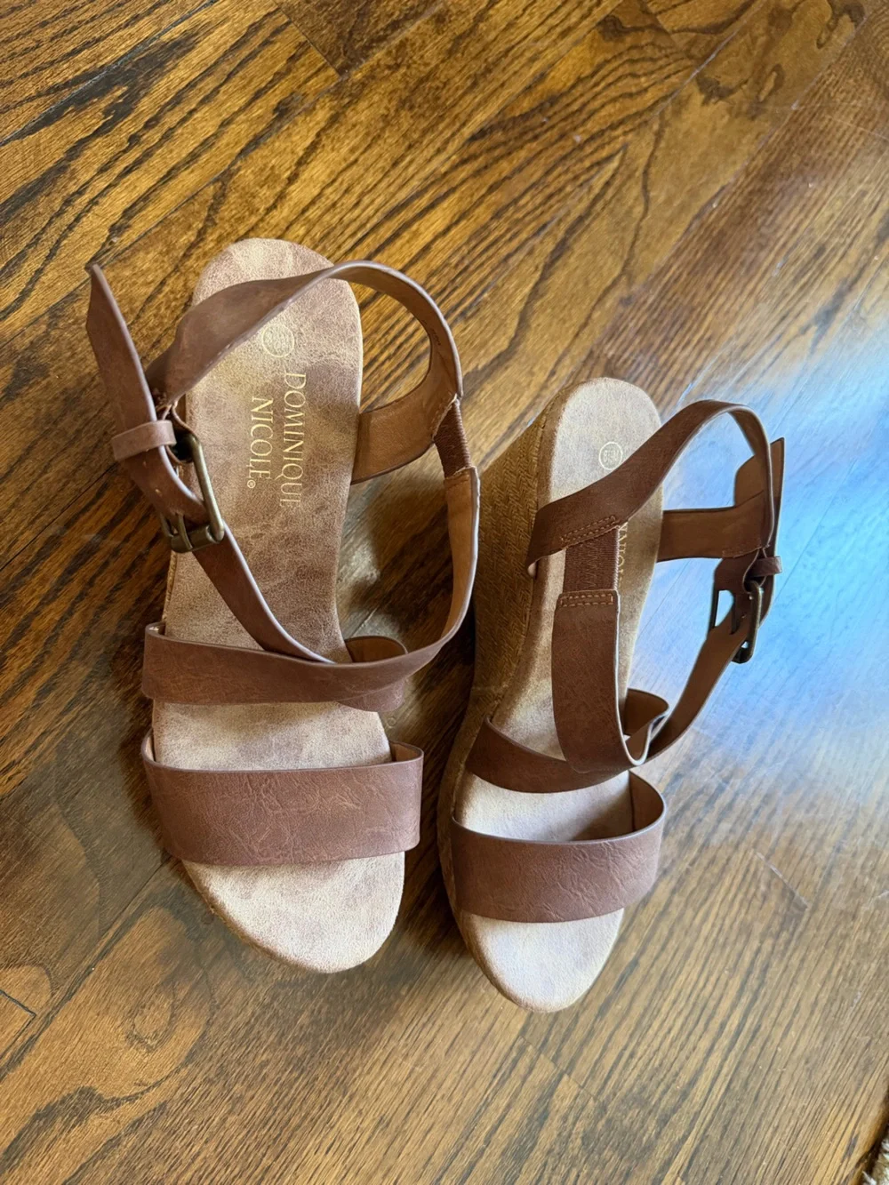 Braided Espadrille Wedges in Tan with Buckle Strap